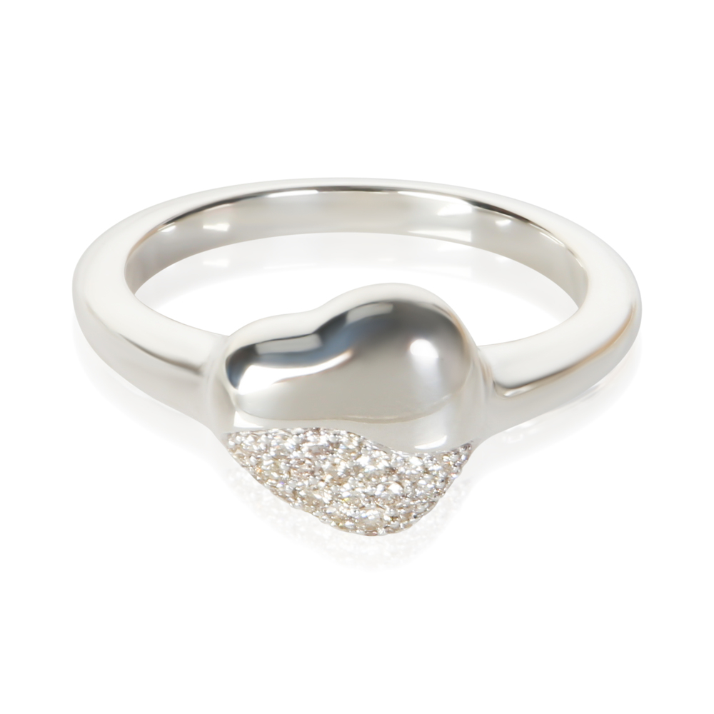 John Hardy Sterling Silver Diamond Pebble Heart Ring